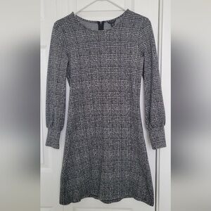 Ann Taylor Black and White Plaid Dress